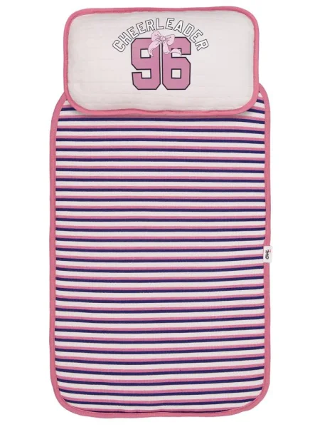 فرشة غيار مع مخدة لون زهري مخطط CIVIL