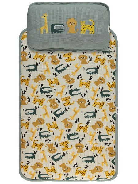 فرشة غيار مع مخدة لون زيتي مرسم حيوانات CIVIL