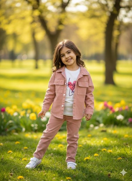 طقم بناتي ربيعي جينز